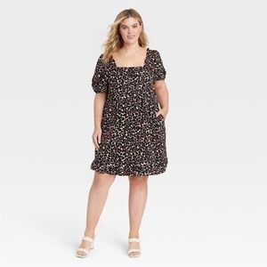 Who What Wear Women's Puff Sleeve Dress L Leopard